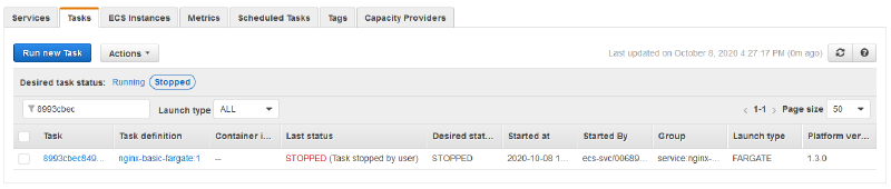 Stopped Task Details